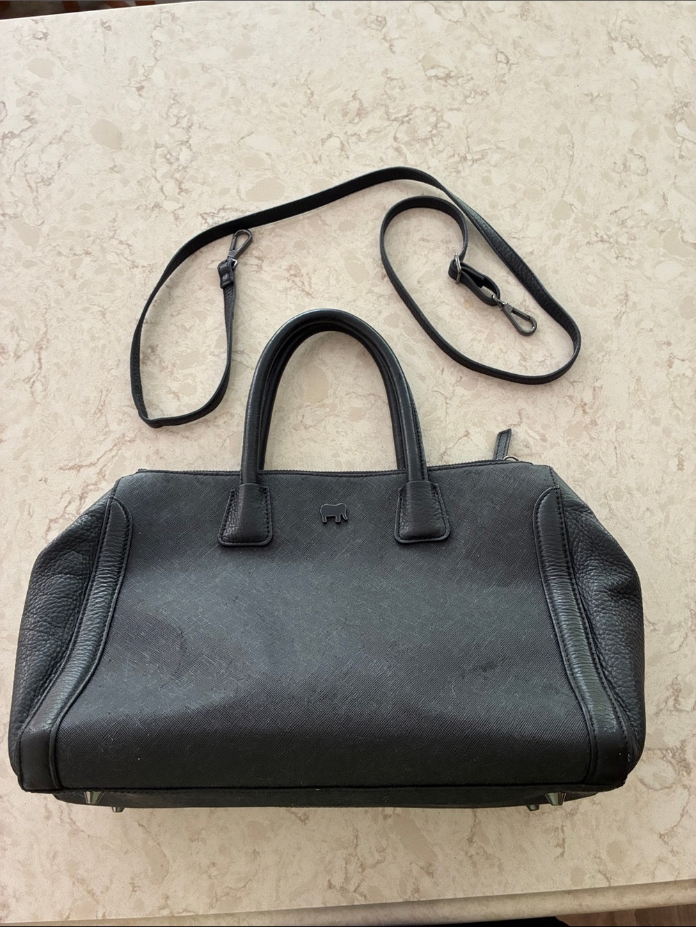 MyWalit Palermo Leather Satchel Purse Handbag Black